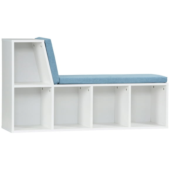 HOMCOM 5-Cubby Kids Bookcase with Cushioned Reading Nook Storage Shelves