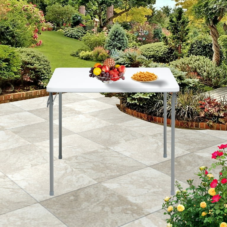 Mainstays 34inch Straight Top Folding Table, Card Table, White