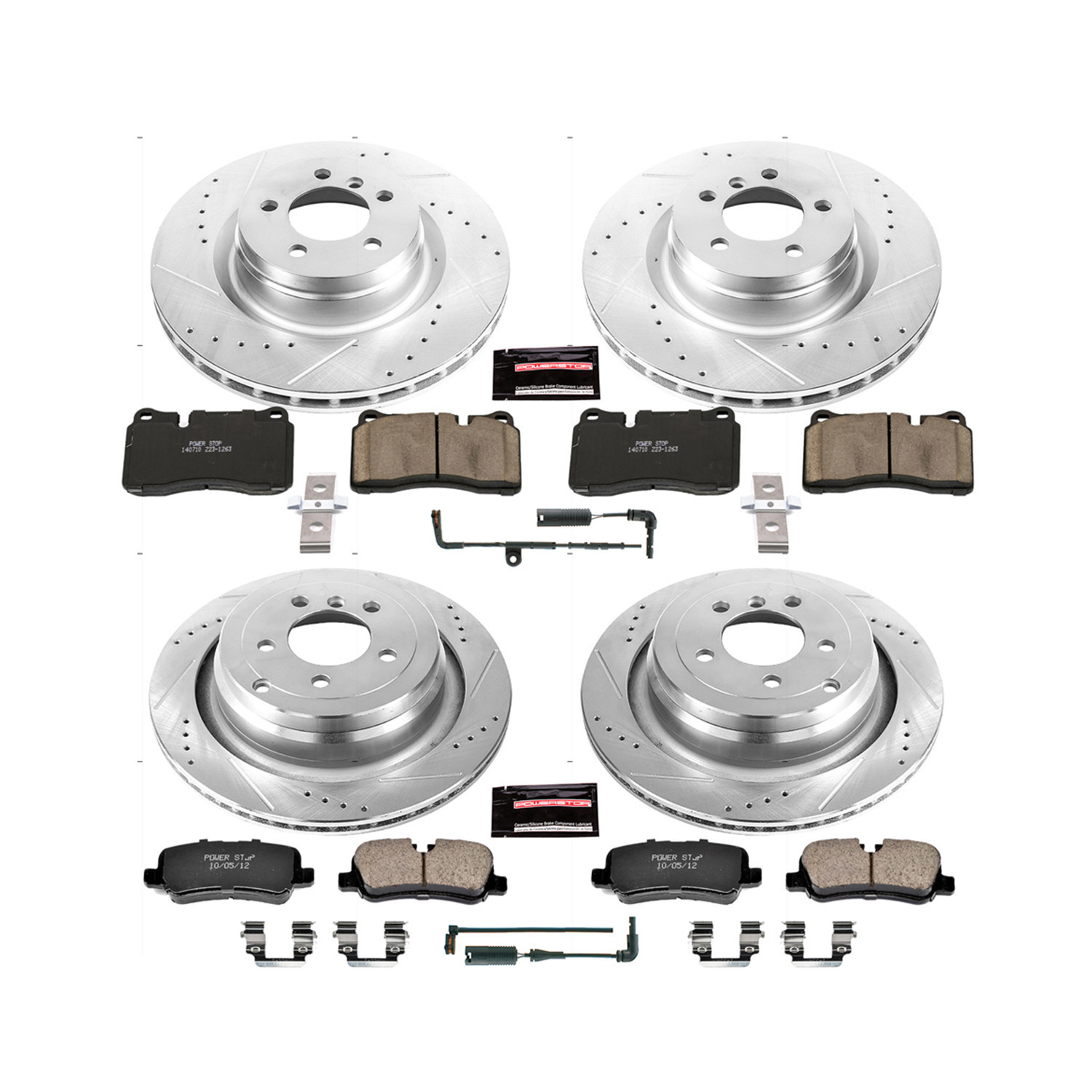 PowerStop Front and Rear Z23 Evolution Sport Carbon-Fiber Ceramic Brake Pad and Drilled & Slotted Rotor Kit Fits: LAND ROVER Select Models K5744