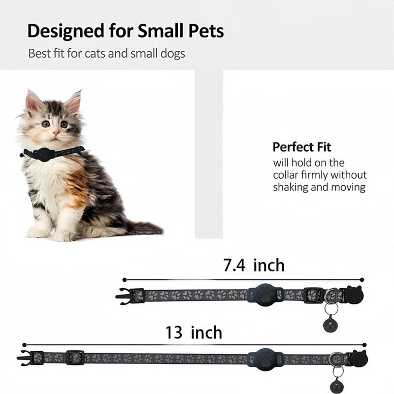 Cat Tracker GPS Collar for Cats (Only iOS) Electronic Pet Locator Waterproof Compatible with Apple Find My No Monthly Fee Advanced Tracking Solution Smart Collar for Pet Safety Ideal Small Large Cats