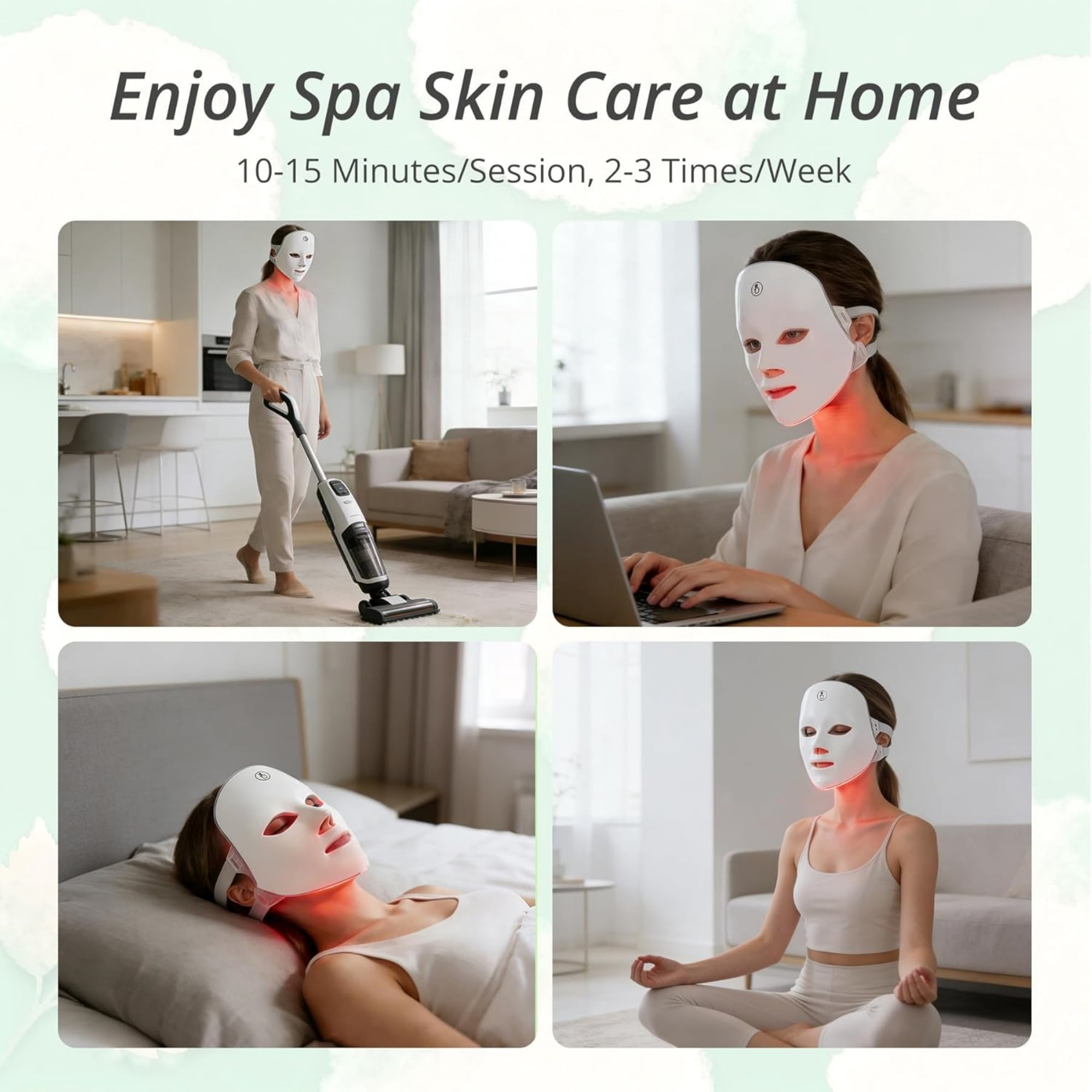 INSMART 7 Color LED Face Mask, Rechargeable Facial Light Mask, Portable Skincare Beauty Device for Home Use