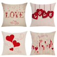 thumbnail image 1 of Juego de 4 fundas de almohada para el día de San Valentín, 18 x 18, decoración de granja primaveral, amor rojo, 1 of 4