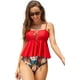 thumbnail image 1 of Tankini para Mujer con Encaje Superior Talle Alto Floral Dos Piezas Trajes de Baño Rojo G Rojo G Xishao ropa, 1 of 2