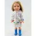 thumbnail image 2 of White Raincoat with Electric Blue Rain Boots For 14 Inch Dolls, 2 of 3