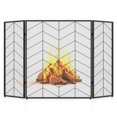 thumbnail image 4 of Costway 132 cm x 79 cm Pantalla de Chimenea de Metal Transparente de 3 Paneles, Rejilla Protectora contra Chispas de Fuego Plegable con Patrón de Chevrón, Malla Protectora contra Incendios, Negro, 4 of 4