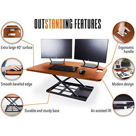 Stand Steady X Elite Pro Corner Standing Desk 40 Inch Sit To Converter Ideal For Cubicles And L Shaped Desks Easy Height Adjustable Fully Assembled Cherry Canada Stand Steady X Elite Pro Corner, Small L Shaped Desk 40 Inch