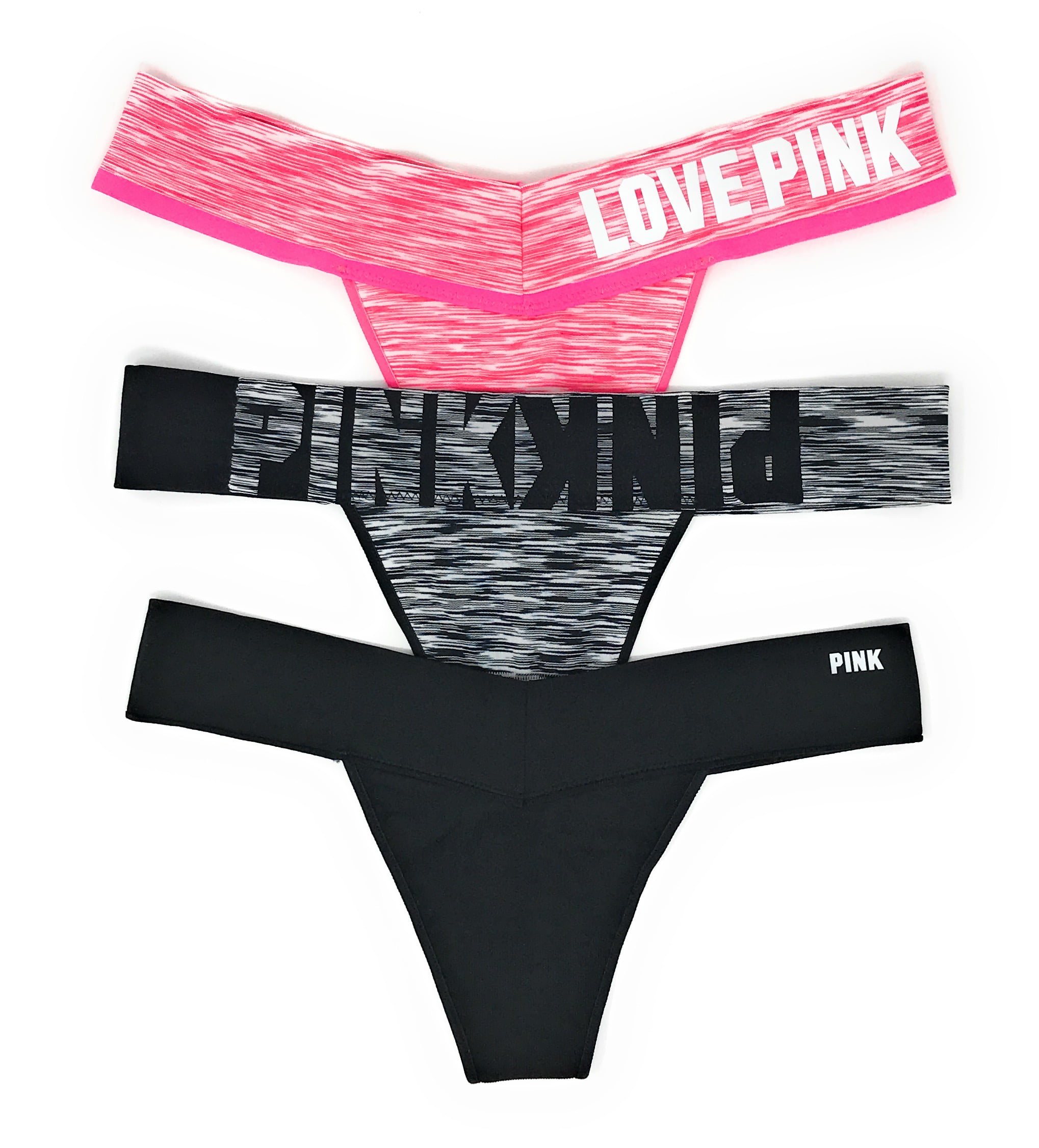 Victoria's Secret PINK Logo Thong Panty Set of 3