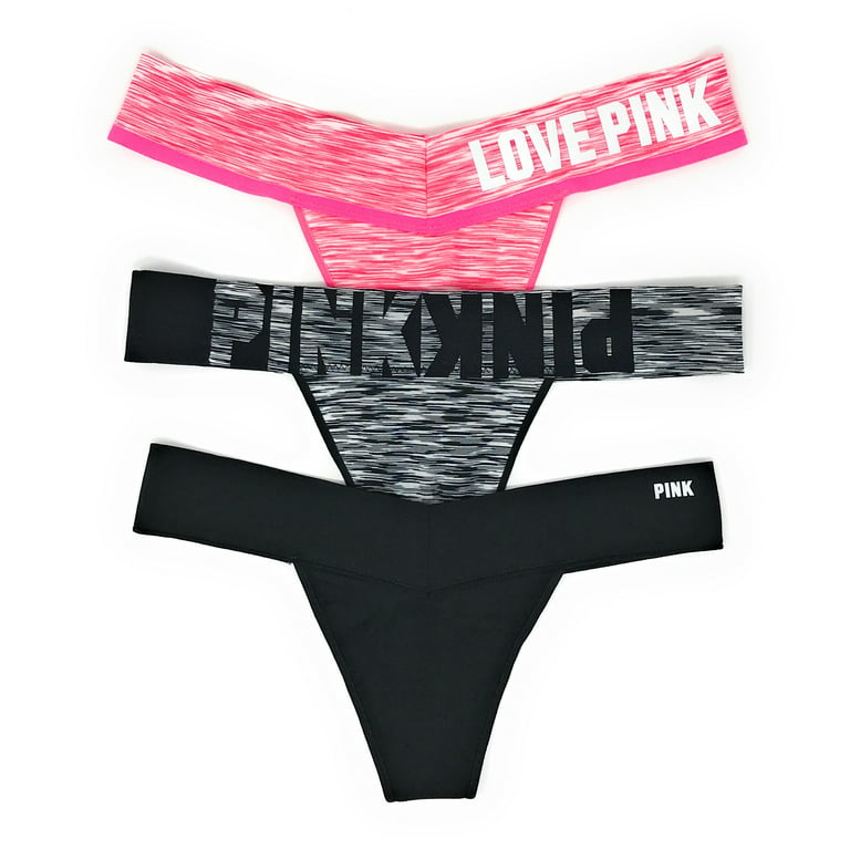 Logo Girls Underwear Panties Set of 3 in Black, White and Light Pink