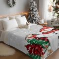 thumbnail image 3 of Red Snowman Flannel Blanket for Bed,Travel and Camping, Christmas Let Snow Pine Trees Bird Snowing Grey Super Soft Cozy Blanket for All Seasons 50"x60", 3 of 9