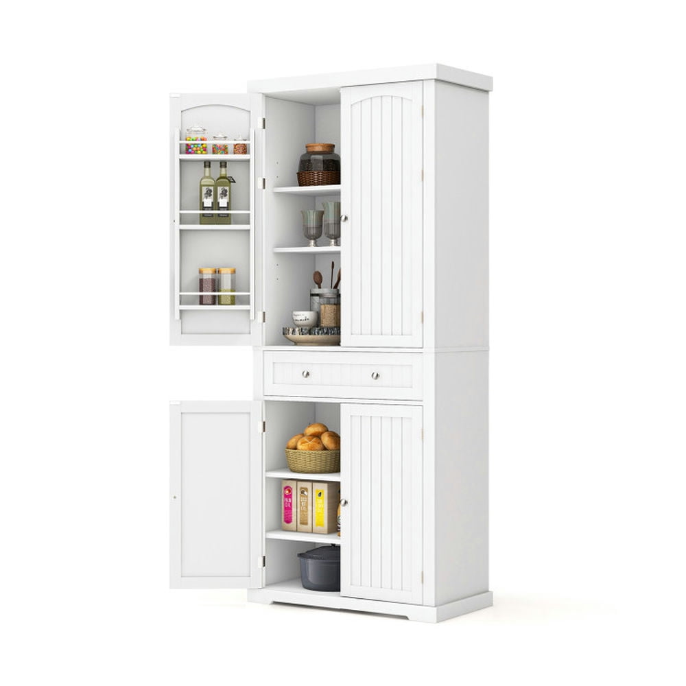 Finihen Kitchen Storage Cabinet, Buffet Sideboard, 72 Inch Freestanding Kitchen Pantry Cabinet 4 Doors Storage Cupboard Shelves Drawer, for Dining Room, Kitchen, Living Room, White Finihen Kitchen Storage Cabinet, Buffet Sideboard, 72 Inch Freestanding Kitchen Pantry Cabinet 4 Doors Storage Cupboard Shelves Drawer, for Dining Room, Kitchen, Living Room, White