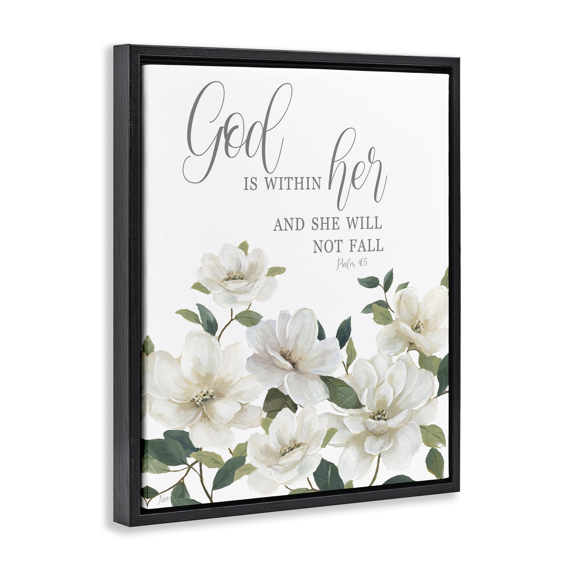 Stupell Industries God Is Within Her Black Framed Floater Canvas Wall Art, design by Nan