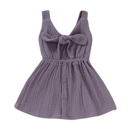 

Dresses for Teens Girls Short Sleeve A Line Short Dress Striped Purple 100