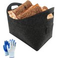 thumbnail image 1 of FlkwoH Bolsa de fieltro con asa, cestas de fieltro para madera de chimenea, bolsa de almacenamiento de fieltro para troncos, leña, ropa, troncos, con guantes de nitrilo, 1 of 5