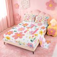 thumbnail image 2 of meiyoeat Cartoon Floral Alphabet Print King Sheets For Girls,Flowers Blossom Monogram J Bedding For Kids,4Pcs, 2 of 6