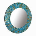 thumbnail image 2 of DecorShore Handcrafted Mosaic Decorative Wall Mirror, 24" Round Wall Mirror of Turquoise, Green, Aqua Blue, Gold Yellow Colorful Glass Tile Decor for Home, 2 of 4