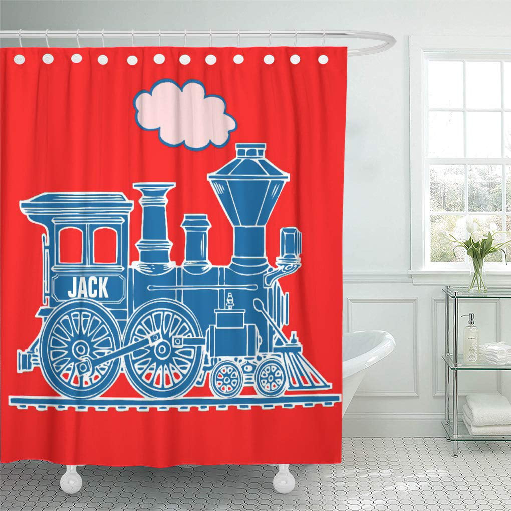 Locomotive Waterproof Bathroom Polyester Shower Curtain Liner Water Resistant 