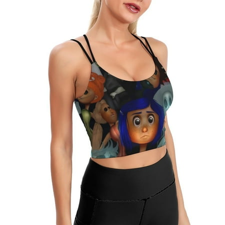 Coraline Poster Sports Bra For Women Padded Crop Top Camisole Yoga Tank Top Vest Workout Tops Racerback With Built In Bra Activewear Fitness Gym