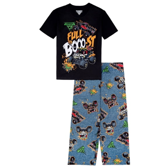 Monster Jam Boys Halloween Short Sleeve Top and Pant Pajama Set, 2-Piece, Sizes 4-12