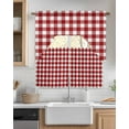 thumbnail image 2 of Farmhouse Buffalo Plaid Kitchen Curtains Swag Valance and Tier Curtains Set 36 Inch Length, Red White Checkered Rod Pocket Drape Panels Pair Swag Curtains for Bathroom/Cafe/Window, 2 of 6
