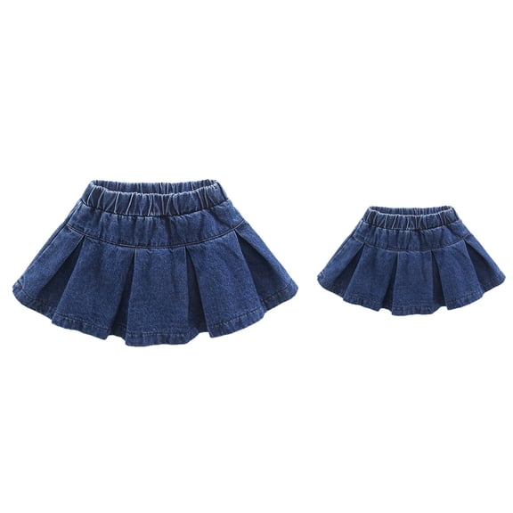 Girls' Denim Overall Dress with Pleated Skirt – Comfortable Elastic Waist Everyday Play Dress for Outdoor Spring Summer Adventures, Ages 6 Months to 6 Years