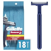 Gillette Sensor2 Fixed Head Men's Disposable Razors, 18 Count