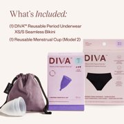 DIVA Reusable Period Underwear - Black Bikini XS-S + DIVA Cup Model 2