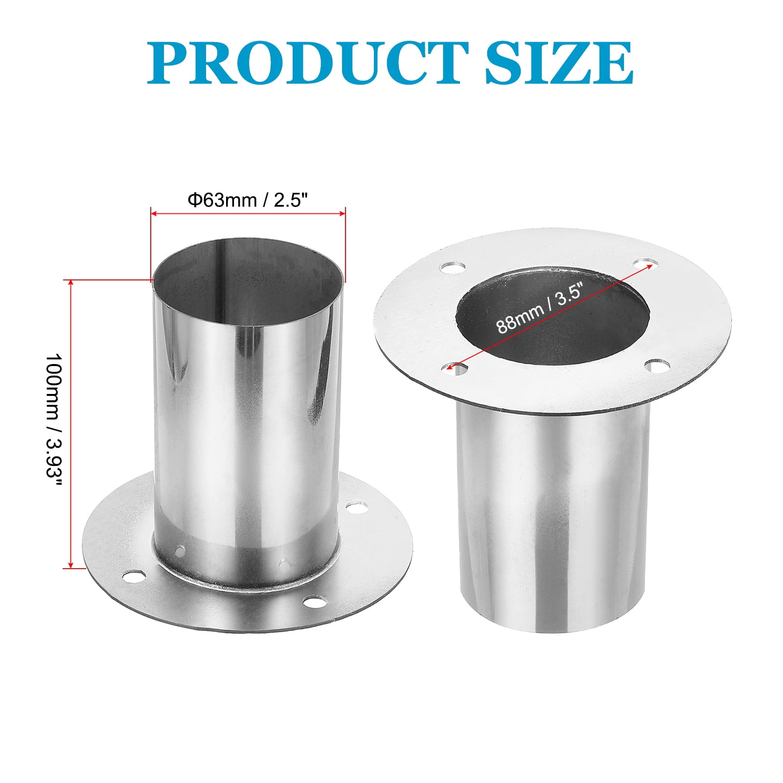 Uxcell 2.5" Duct Connector Flange Straight Pipe Exhaust Flange Stainless Steel Pipe Hose Duct Collar