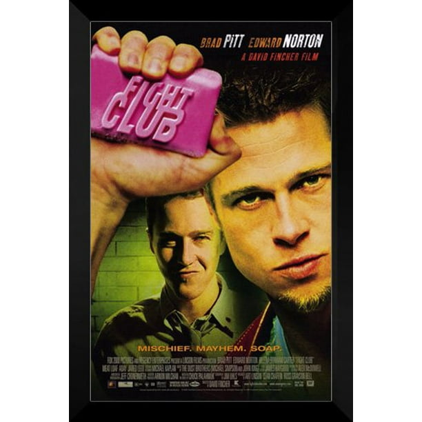 FrameToWall - Fight Club FRAMED 27x40 Movie Poster: Brad Pitt 