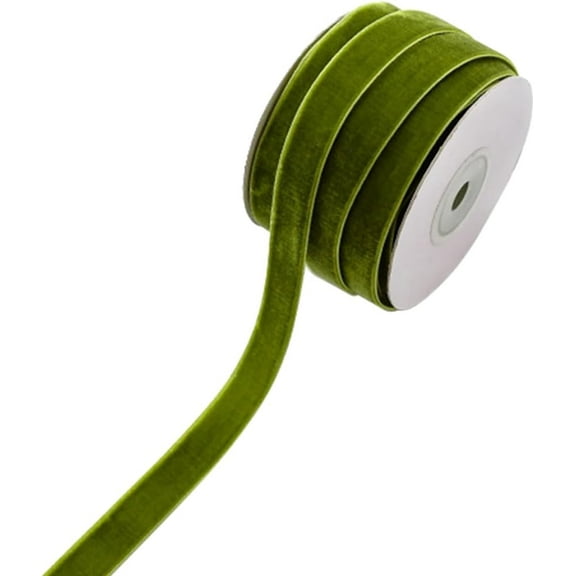 10.94 Yards 5/8 Inch Green Velvet Ribbon Vintage Thin Christmas Single Face Valentines Garland Wreath Wedding Assorted Trimming Ribbons for Sewing Making Gift Wrapping Party Decors Green