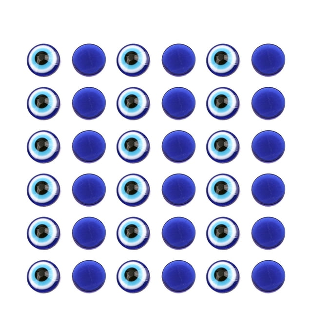 100 piezas de resina práctica Oblate Blue Evil Eye Beads cuentas traseras planas para hacer joyas DIY Scrapbooking (12 x 12 mm)