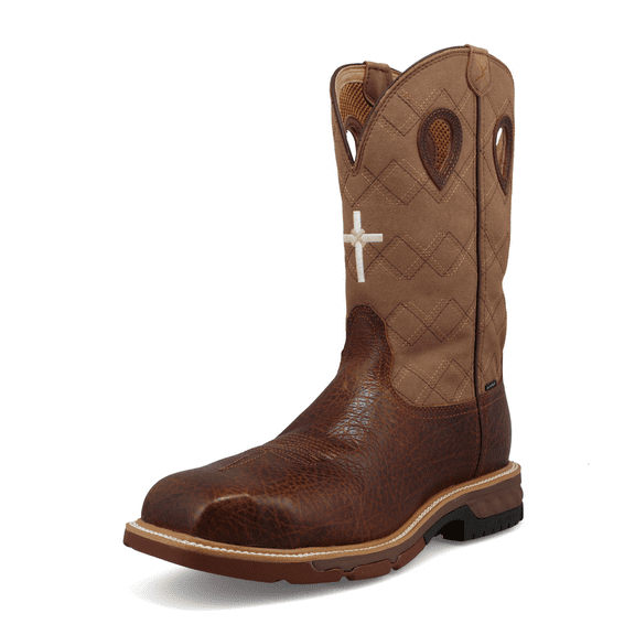 Twisted X Pull On 12" Brown Cross - Boot Mens Work - Mxbnw12