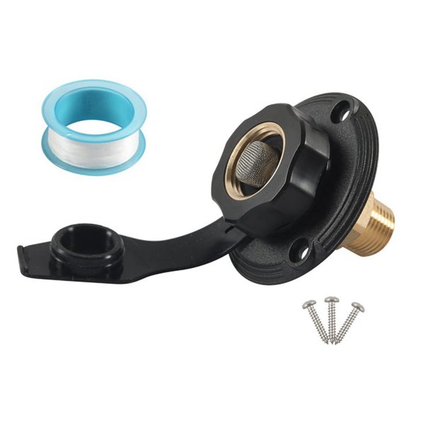 Conexión de Entrada Agua para Vehículos Recreativos Llenado Urbana Latón con Válvula Retención Conector Manguera Negro