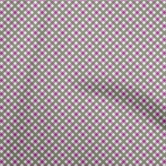 oneOone Polyester Spandex Purple Fabric Check Diy Clothing Quilting Fabric Print Fabric By Yard 56 Inch Wide