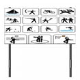 thumbnail image 3 of Olympics Headboard, Sports Competition Games Signs Dancing Horse Riding Bowling Athletics Themed Art, Upholstered Decorative Metal Bed Headboard with Memory Foam, Twin Size, Black White, by Ambesonne, 3 of 4