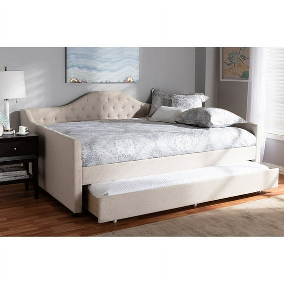 Baxton Studio Eliza Modern and Contemporary Fabric Upholstered Daybed with Trundle
