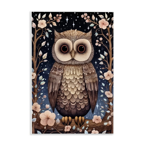 Stupell Industries Woodland Pattern Owl Animals & Insects Painting Unframed Art Print Wall Art, 10 x 15