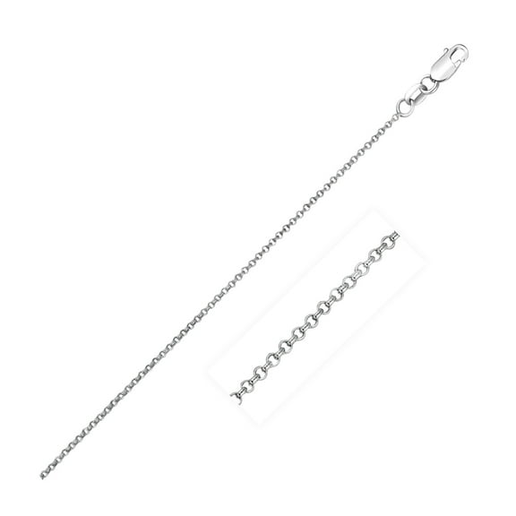 14k White Gold Diamond Cut Rolo Chain 1.1mm 20 in