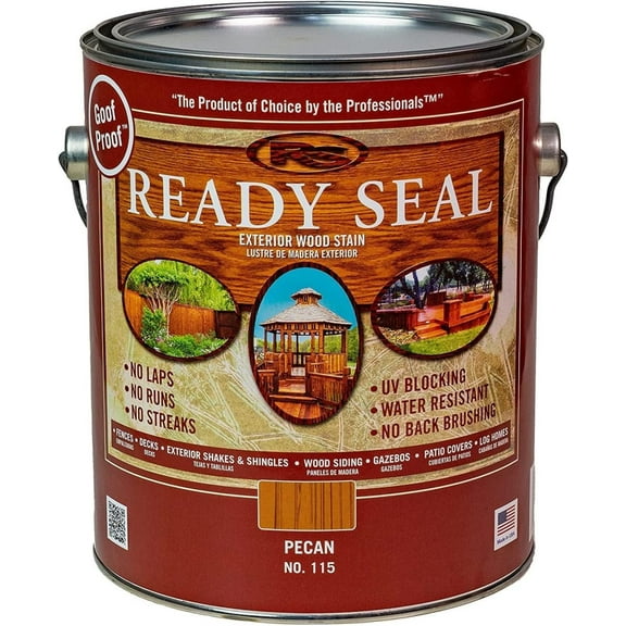 Ready Seal Stain & Sealer for Wood, Outdoor Deck and Fence - All-in-One Exterior Wood Stain and Waterproofing Sealant – Easy to Apply, No Back Brushing Needed, with UV Protection - 1 Gallon, Pecan