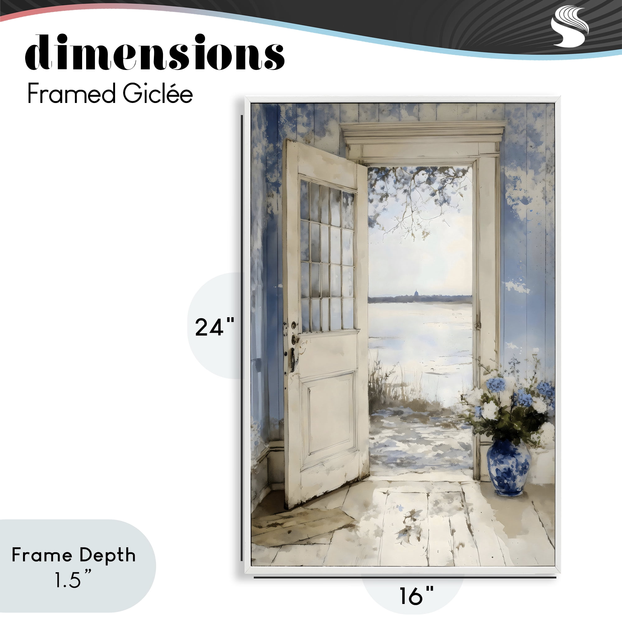 Stupell Industries Blue Country Cottage Doorway White Framed Giclee Art, design by LSR Design Studio