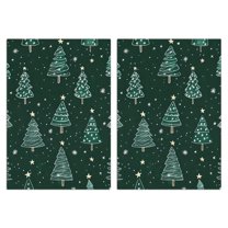 2 Pcs Funny Kitchen Towels,Dark Green Christmas Tree Pattern Microfiber Dish Towels,Kitchen Tea Towels,Kitchen Towel Set (18" X 26")