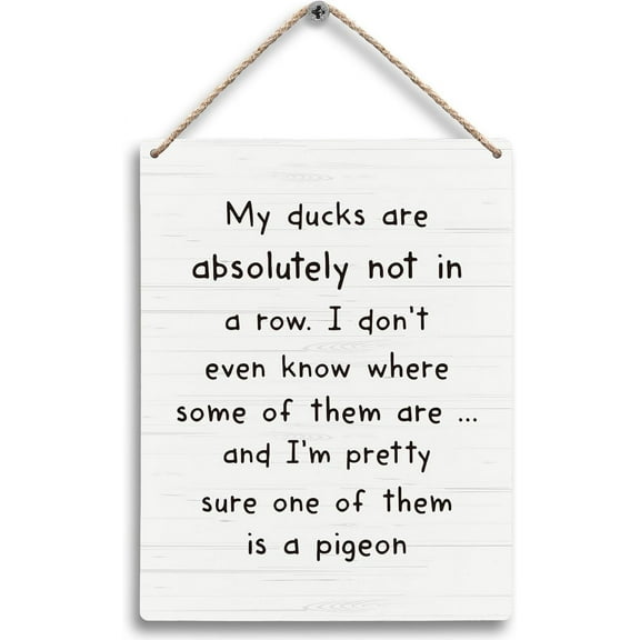 8x10 Inch My Ducks Are Absolutely Not In A Row Hanging Wooden Signs, Funny Quote Sarcastic Humor Home Living Room Office Wall Decor, Funny Humorous Home Office Decor Gifts For Coworkers Women Men