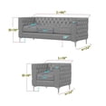 thumbnail image 4 of Rnfurnishings 2-PC Velvet Living Room Furniture Sofa+Armchair Set-Dark Green, 4 of 8