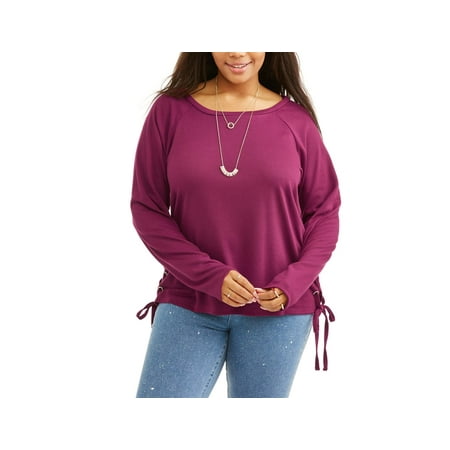 Juniors' Plus Side Lace Up Top