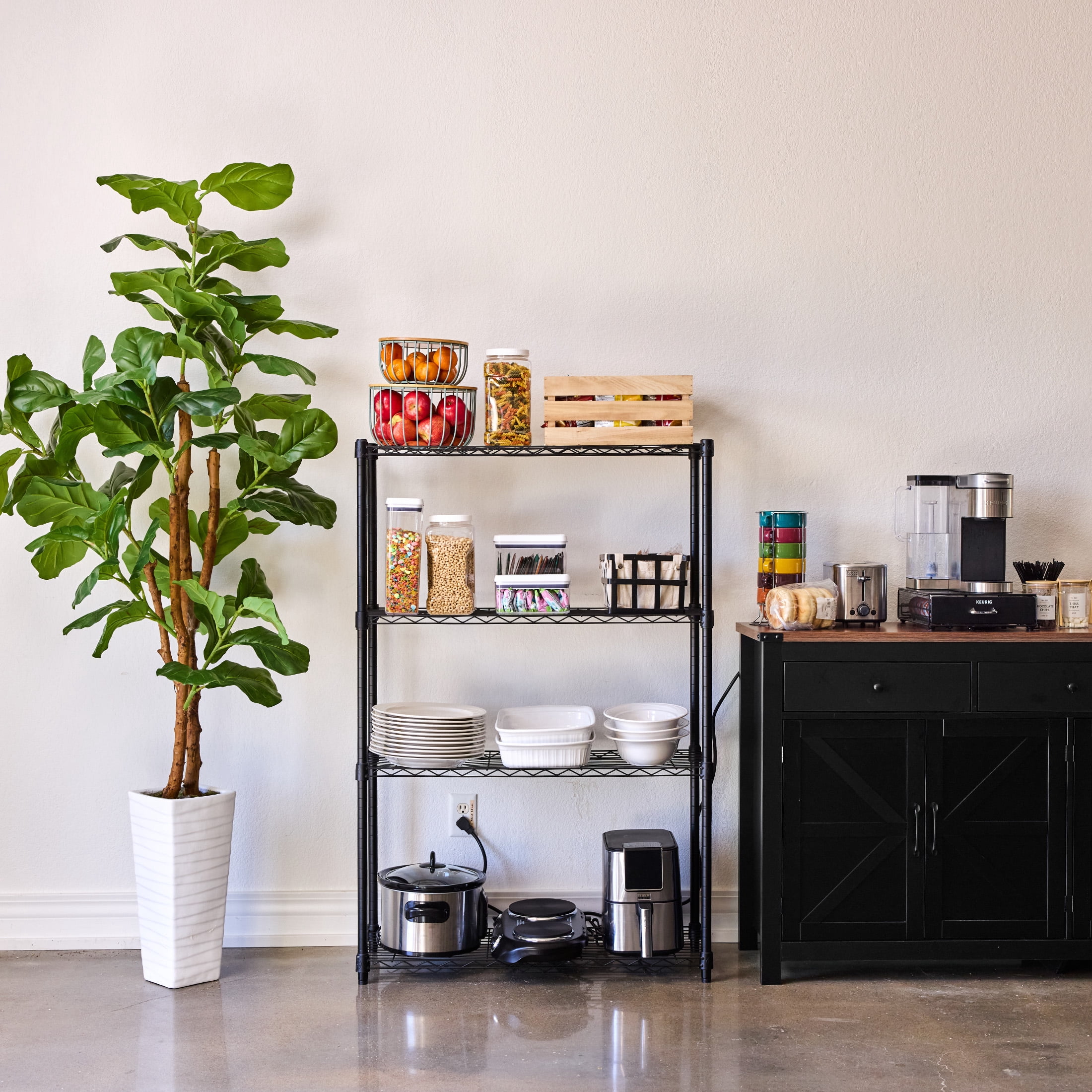 WorkPro 4-Tier Black Wire Shelving