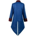 thumbnail image 4 of Lilgiuy Mens Medieval Steampunk Tailcoat Vintage Turn-down Collar Long-sleeved Hoodless Victorian Prince Jacket Frock Coat for Halloween Theme Party Role Play(Blue), 4 of 6