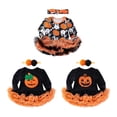 thumbnail image 4 of Newborn Baby Girl Halloween Outfits Long Sleeve Romper Pumpkin Jumpsuit Tulle Skirt, 4 of 9