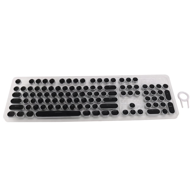 Touches Rondes Rétro 104 Touches Double Lentille pour Clavier Mécanique Rétroéclairé Touches Rondes Noir