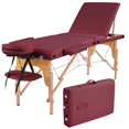 thumbnail image 3 of Alden Design 3-Fold Portable Wooden Massage Table for Spa Treatments & Tattoos, 84",Burgundy, 3 of 13