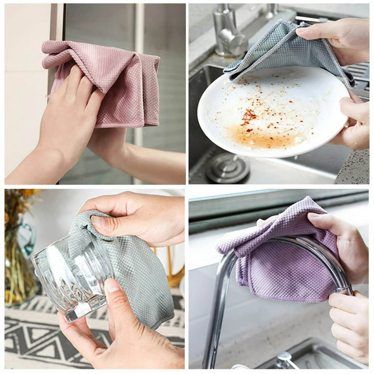 Yuehao Kitchen Gadgets 3pcs Random Color Dish Cloths for Towels and Microfiber Dishcloths Dish Washing Dishes Cleaning Kitchen Dining & Bar Wipes A