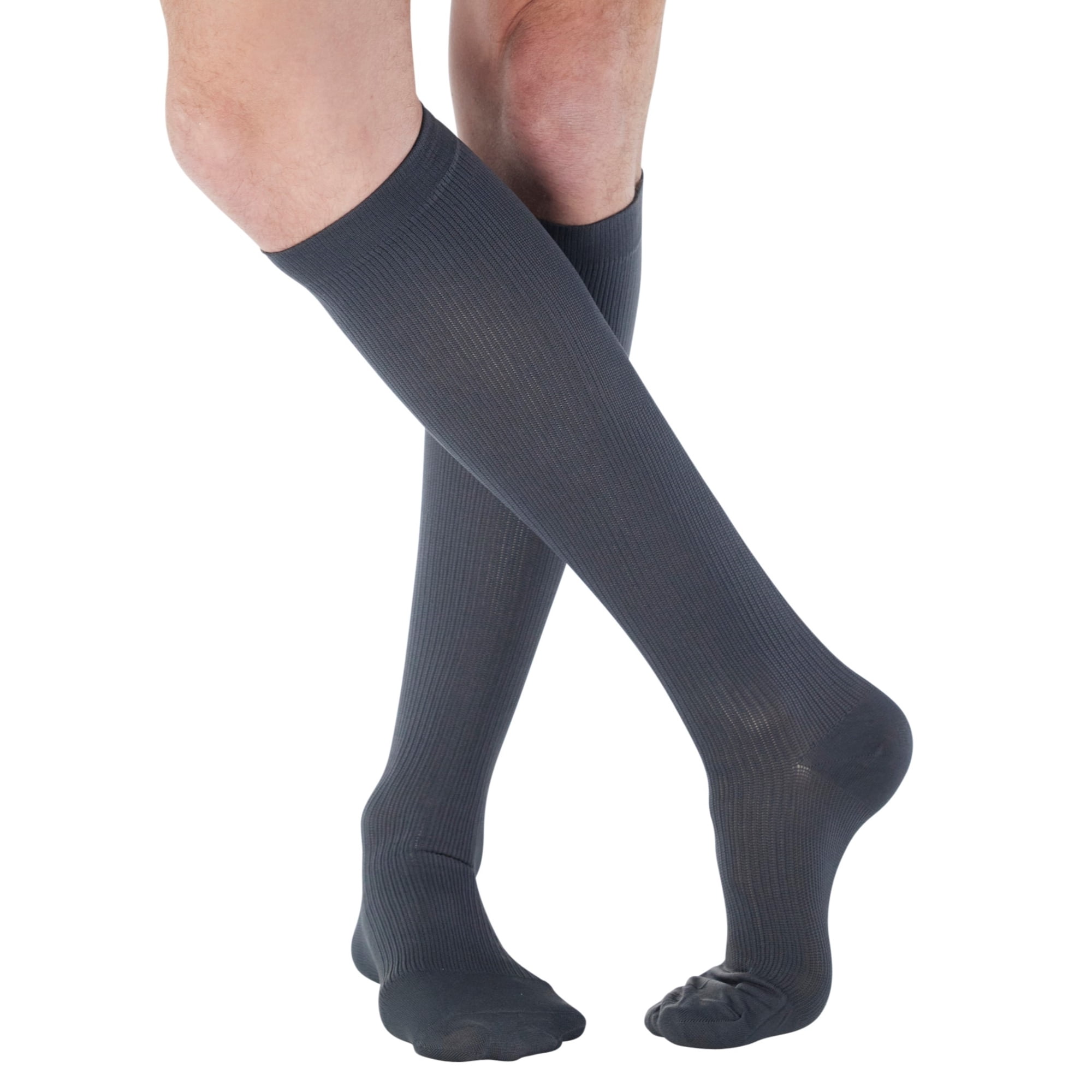 Mens Long Calf High Socks Texture stripe gray Compression Socks 